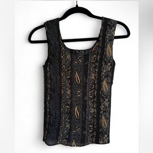 Stylish Black and Gold Patterned Tank Top